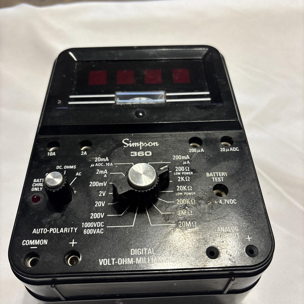Simpson 360-2 Digital Volt Ohm Milliammeter Vintage Lab Multimeter USA Untested